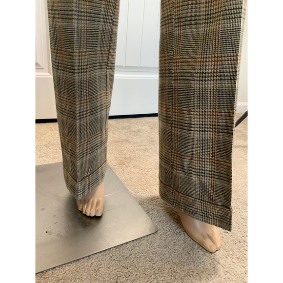 Mossimo Women's Plaid Pants Size 4 Brown 5% Wool Wide Leg Preppy Light Academia - Picture 4 of 16
